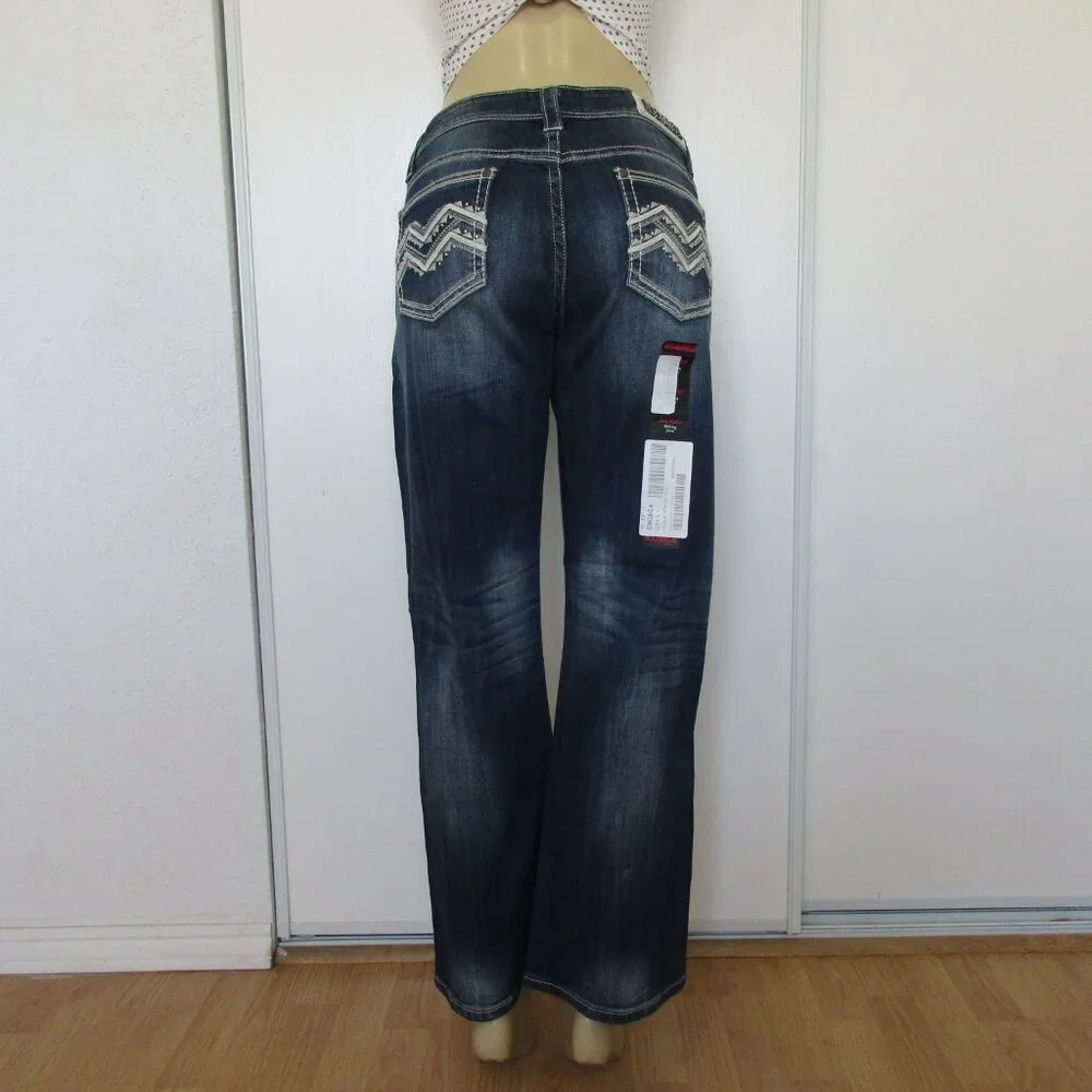 New ROCK & ROLL Cowgirl Jeans Size 32 x 30 Low Rise Boot Cut Denim - Picture 5 of 13